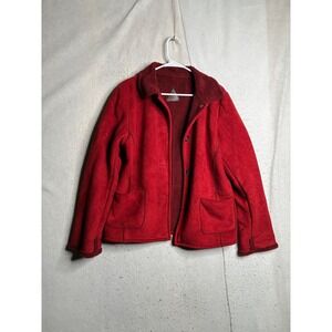 Vintage Fjall Red Faux Suede Sherpa Lined Jacket Made in USA Size Medium